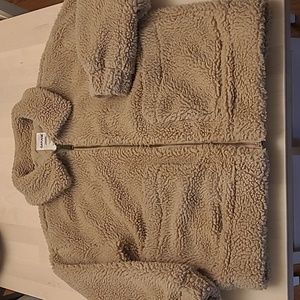 EUC GARAGE Sherpa Sandy Beige Teddy Bear Jacket with Pockets